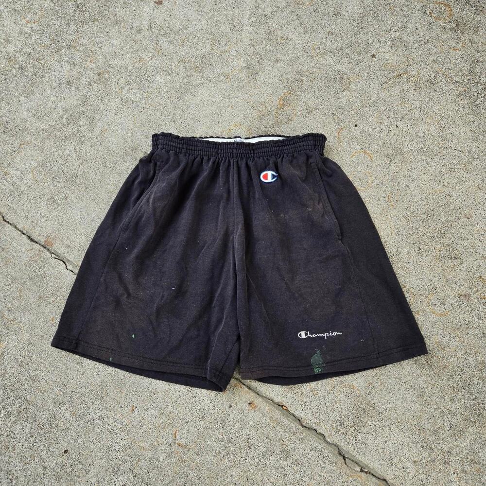 Vtg 90s CHAMPION Embroidered C Spellout Logo Plain Cotton Athletic Shorts Lg